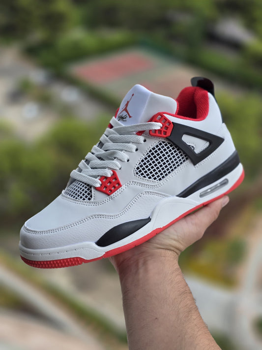 Jordan 4 blanca negra y roja