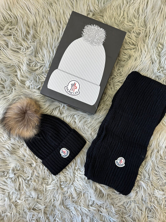 GORRO Y BUFANDA NEGRO MONCLER