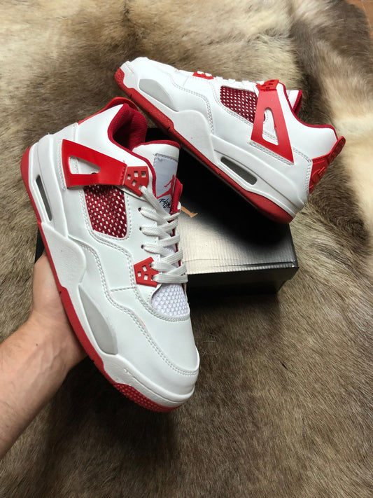 JORDAN 4 BLANCAS DETALLES ROJOS