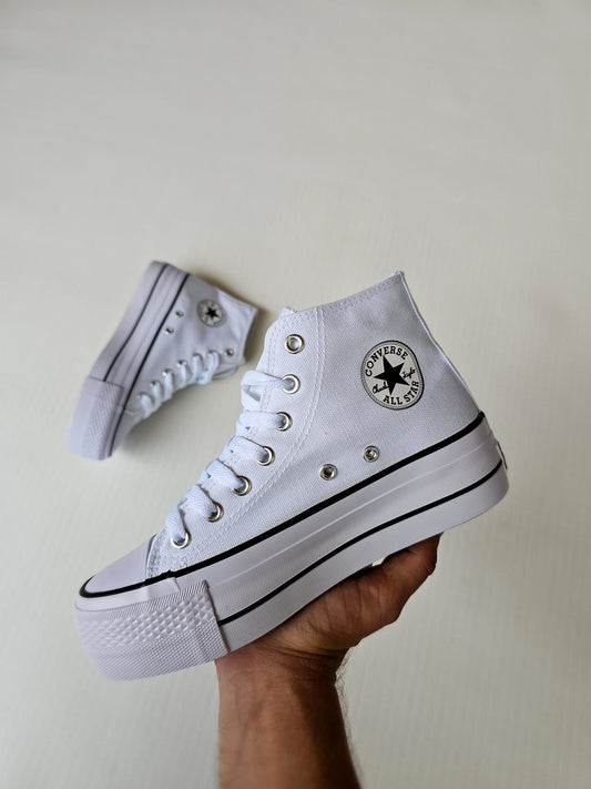 Convers bota tela blanca plataforma