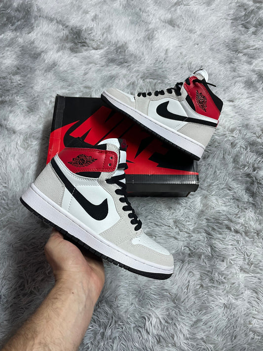 JORDAN 1 x blanca logo negro detalles rojos