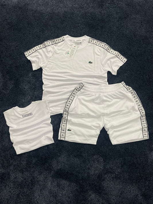 Conjunto Lacoste blanco lineas negras