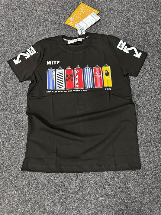 Camiseta off white negra latas marcas