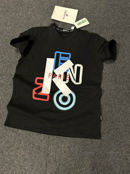 Camiseta kenzo negra logo letras colores