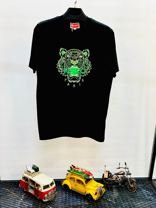 Camiseta kenzo negro logo verde oversize