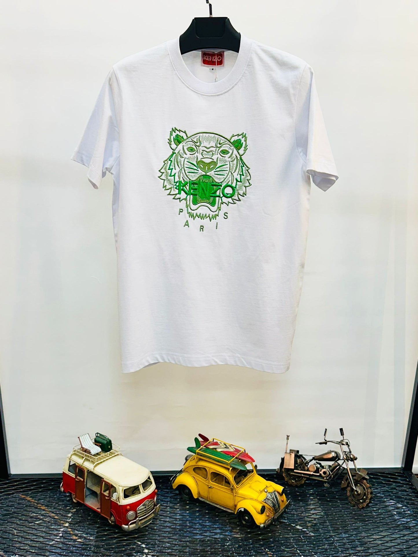 Camiseta kenzo blanco logo verde oversize