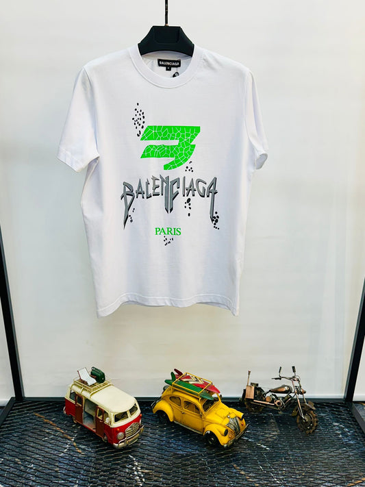 Camiseta balenciaga blanca logo verde oversize