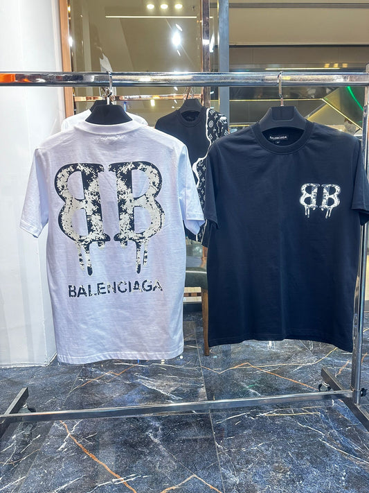 Camiseta balenciaga logo grande blanco y negro oversize