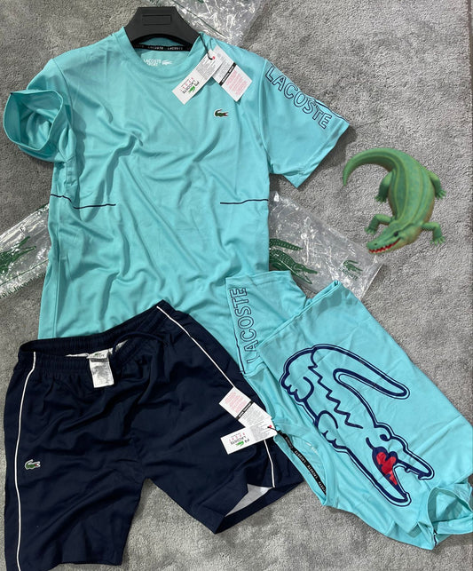 Conjunto Lacoste azul logo en espalda