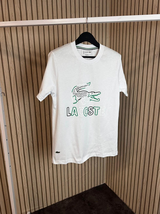 Camiseta lacoste blanca logo tricolor