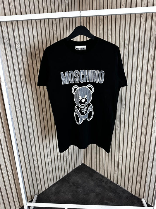 Camiseta moschino negro logo gris oversize