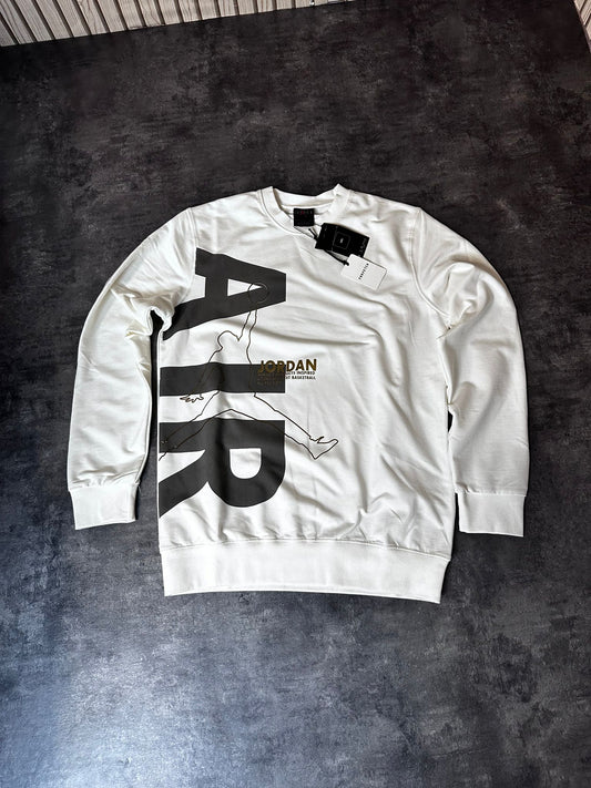 Sudadera Jordan blanca logo amarillo