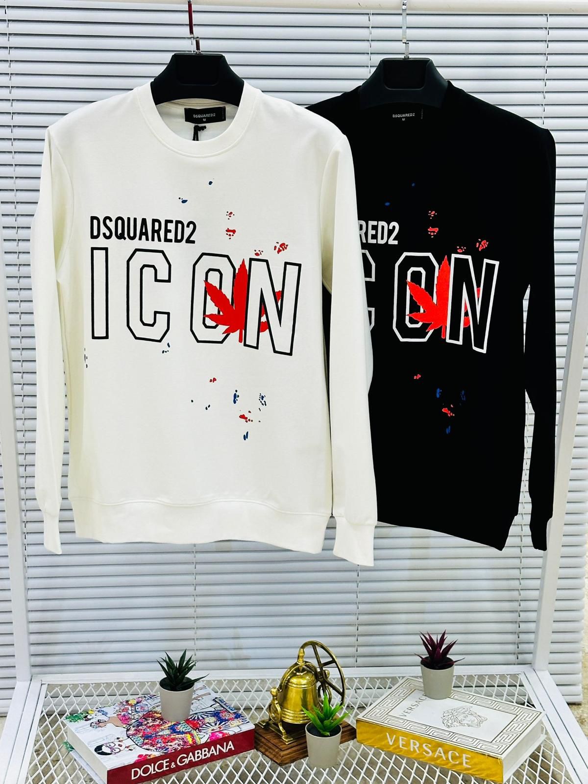 Sudadera DSQUARED2 blanco logo negro y rojo