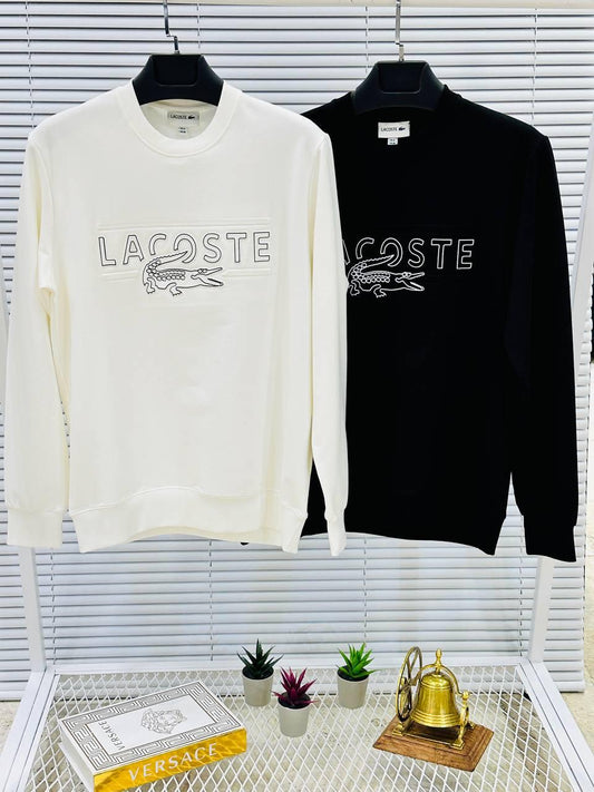 Sudadera Lacoste blanca logo negro