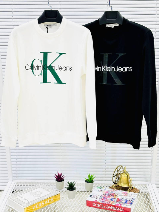 Sudadera Calvin Klein blanco logo verde y negro