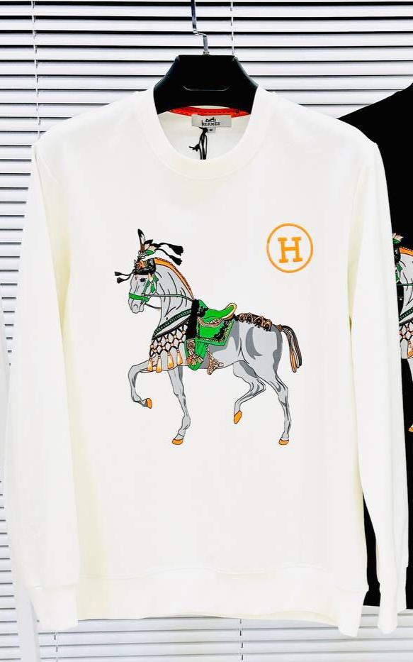 Sudadera Hermes blanco logo dorado caballo en grande