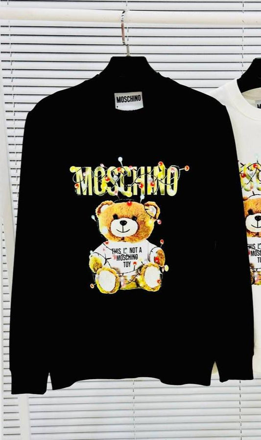 Sudadera Moschino negra logo en grande amarillo