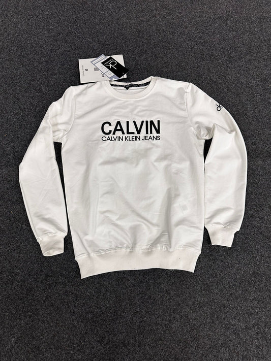 Sudadera Calvin Klein blanco logo negro