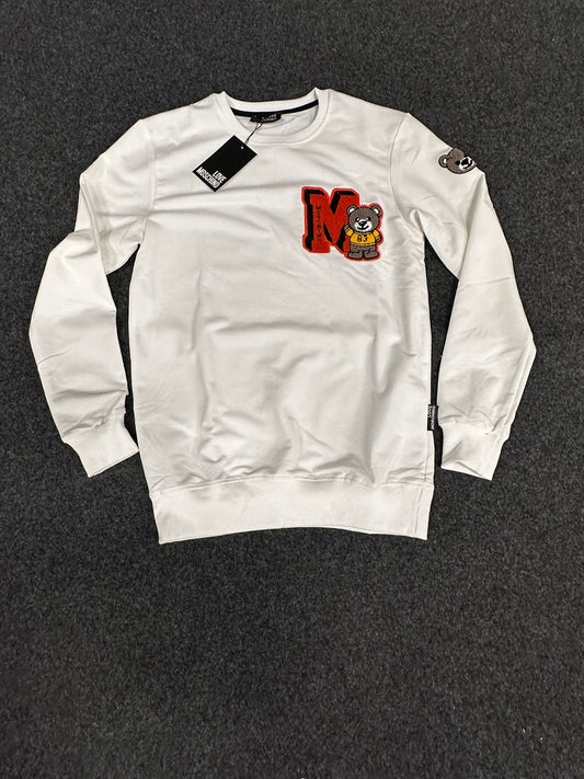 Sudadera Moschino blanco logo en lateral rojo