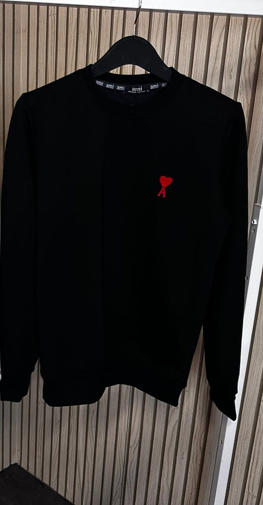 Sudadera ami paris negro logo rojo