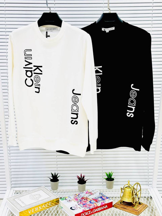 Sudadera Calvin Klein blanco logo negro lateral