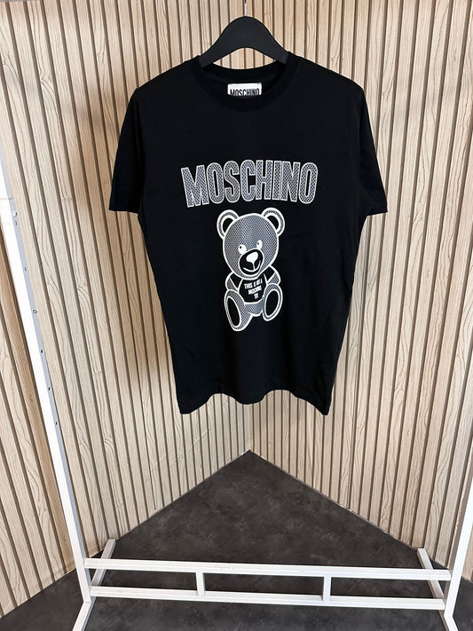 Camiseta moschino negro logo gris oversize