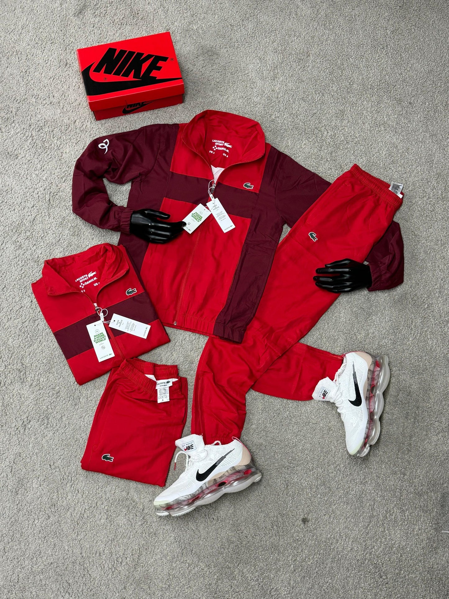 Chandal LACOSTE rojo logo verde