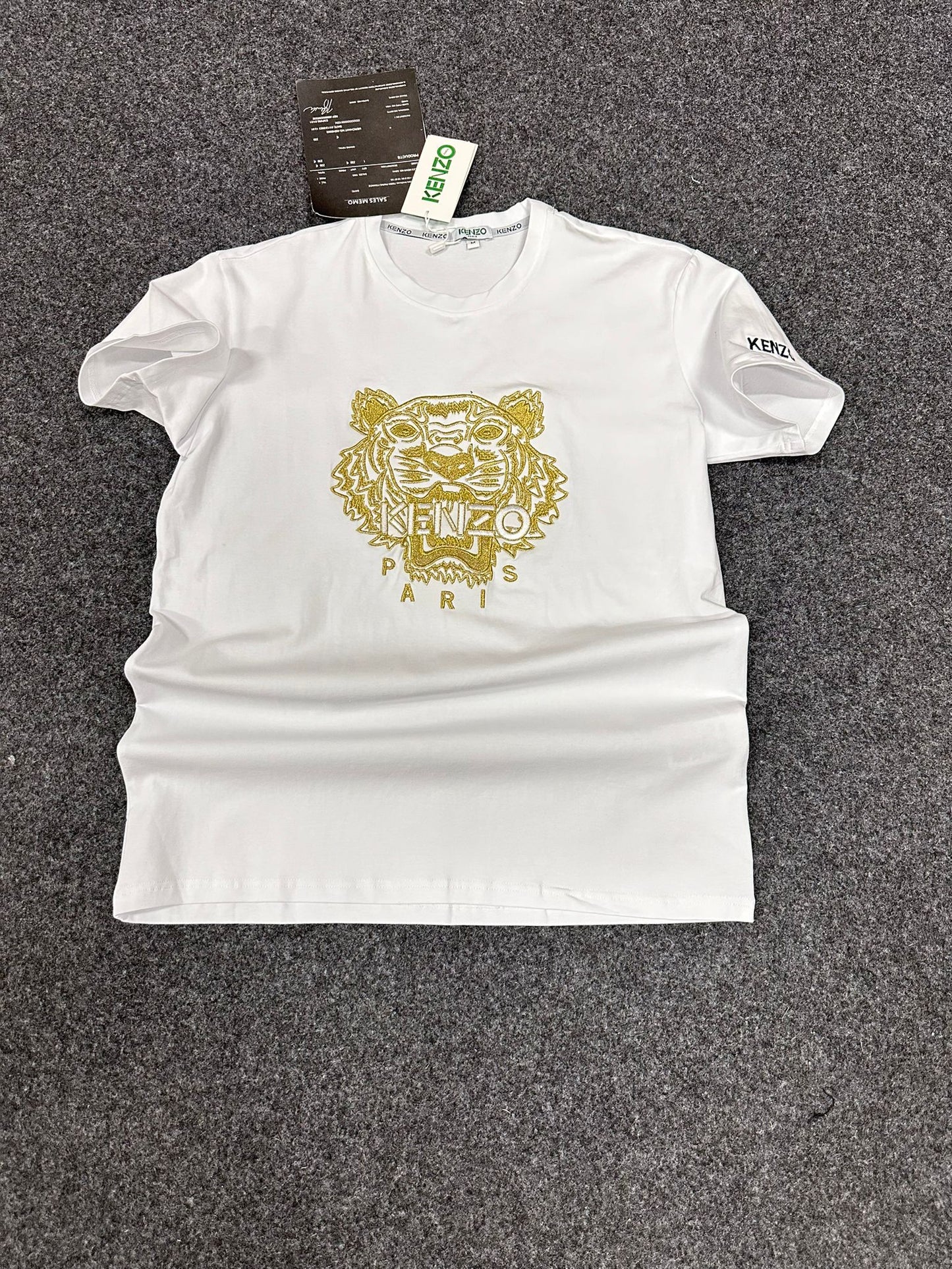 Camiseta kenzo blanco logo dorado