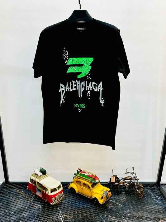 Camiseta balenciaga negra logo verde y gris