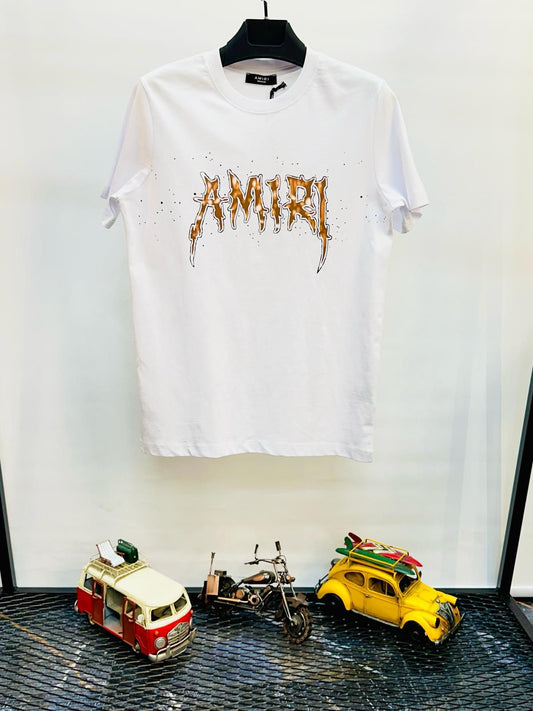 Camiseta amiri blanca logo naranja