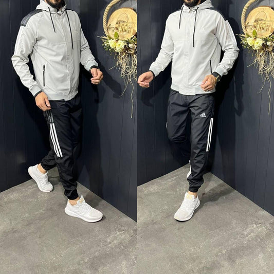 Chandal Adidas blanco gris claro logo blanco