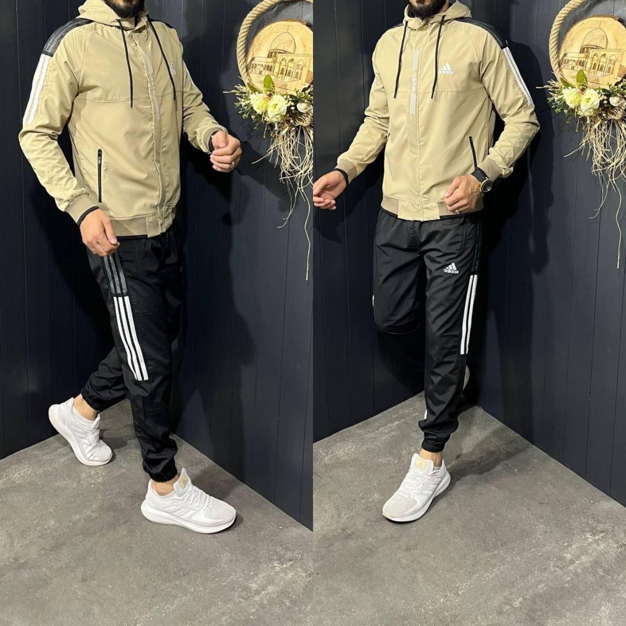 Chandal adidas beige logo blanco