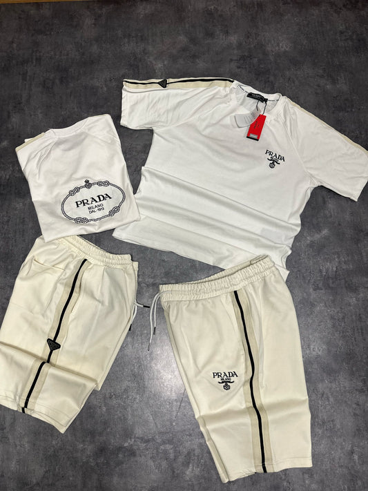 Conjunto prada blanco logo negro