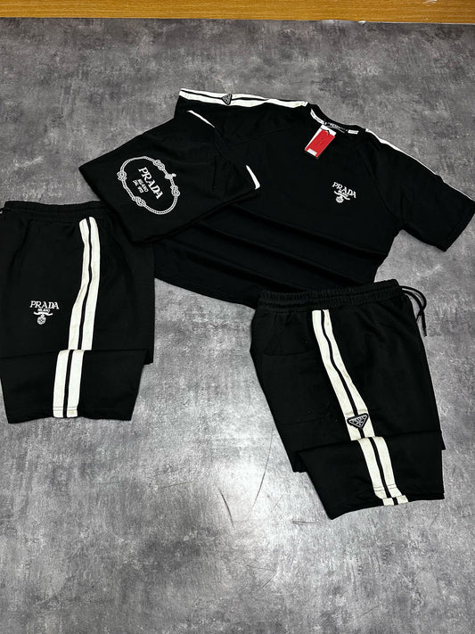 Conjunto prada negro logo blanco