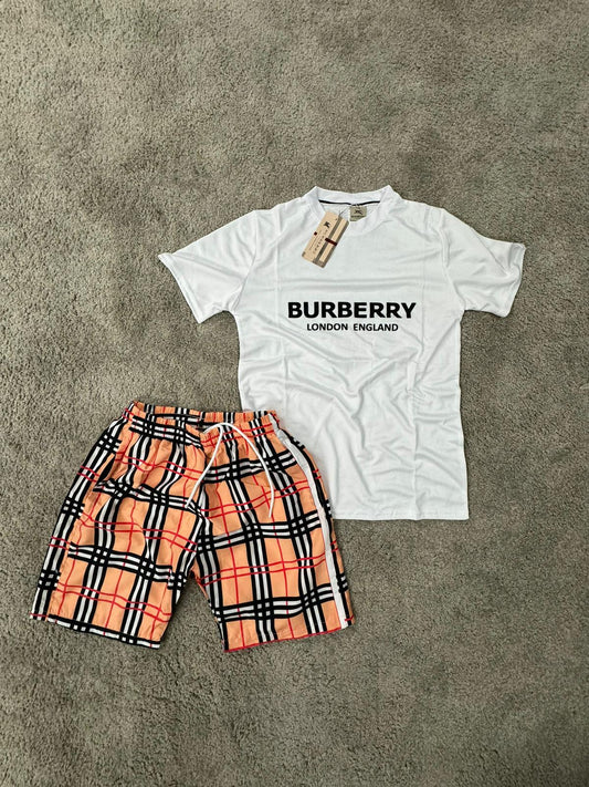 Conjunto corto burberry blanco logo negro