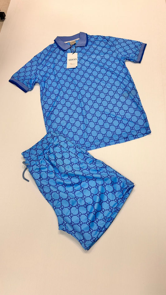 Conjunto Gucci azul logo azul marino