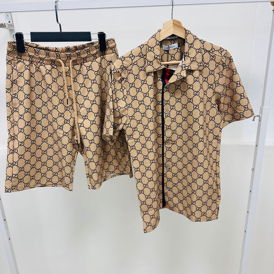 Conjunto gucci marron logo negro