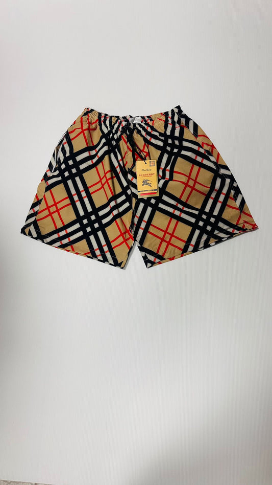 Bañador Burberry beige detalles rojos y negras