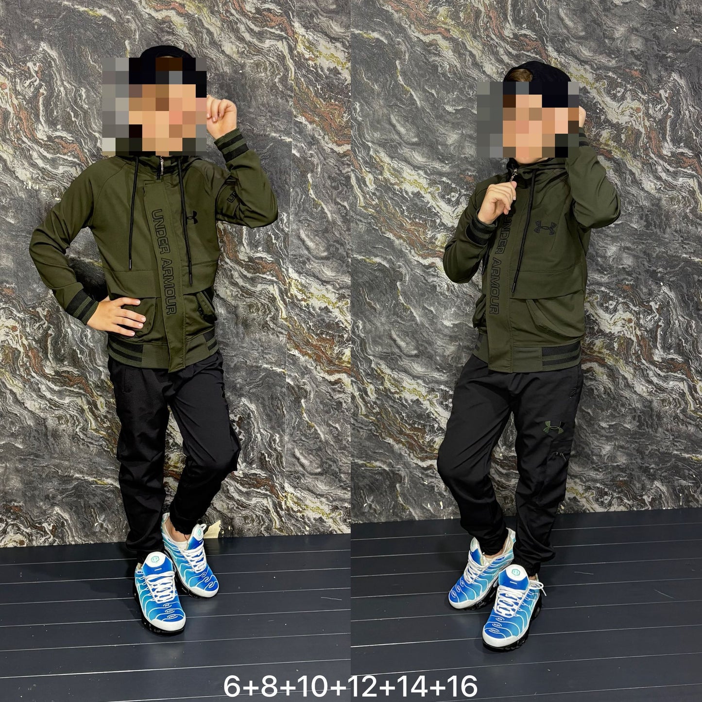 Chandal Under Armour verde bosque y negro niños