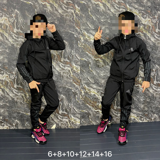 Chandal adidas negro logo gris niños