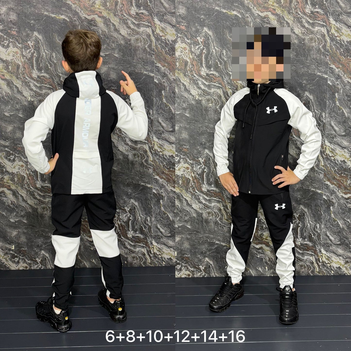 Chandal Under Armour blanco y negro niños