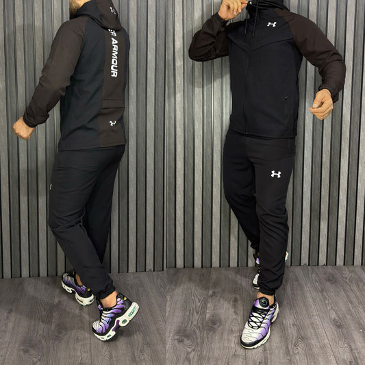 Chandal under armour negro y marron logo blanco
