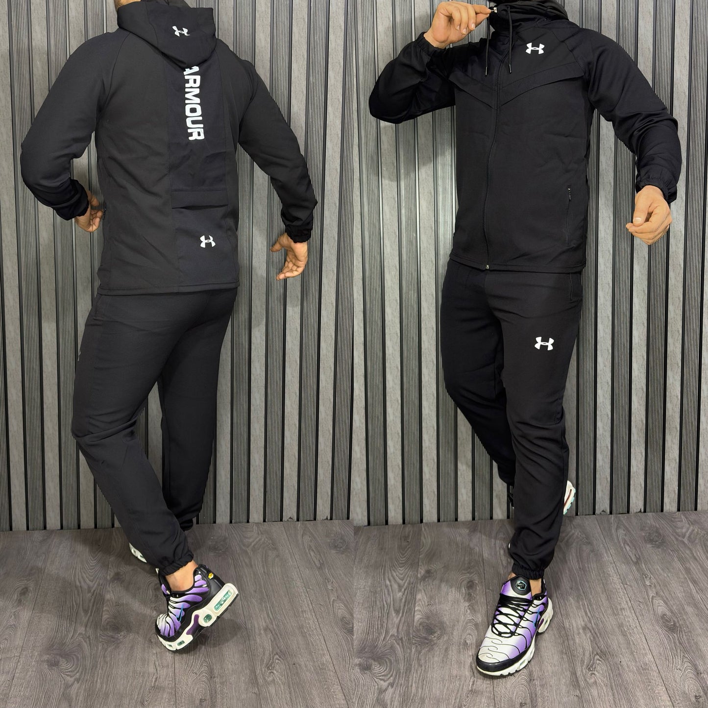 Chandal under armour negro logo blanco