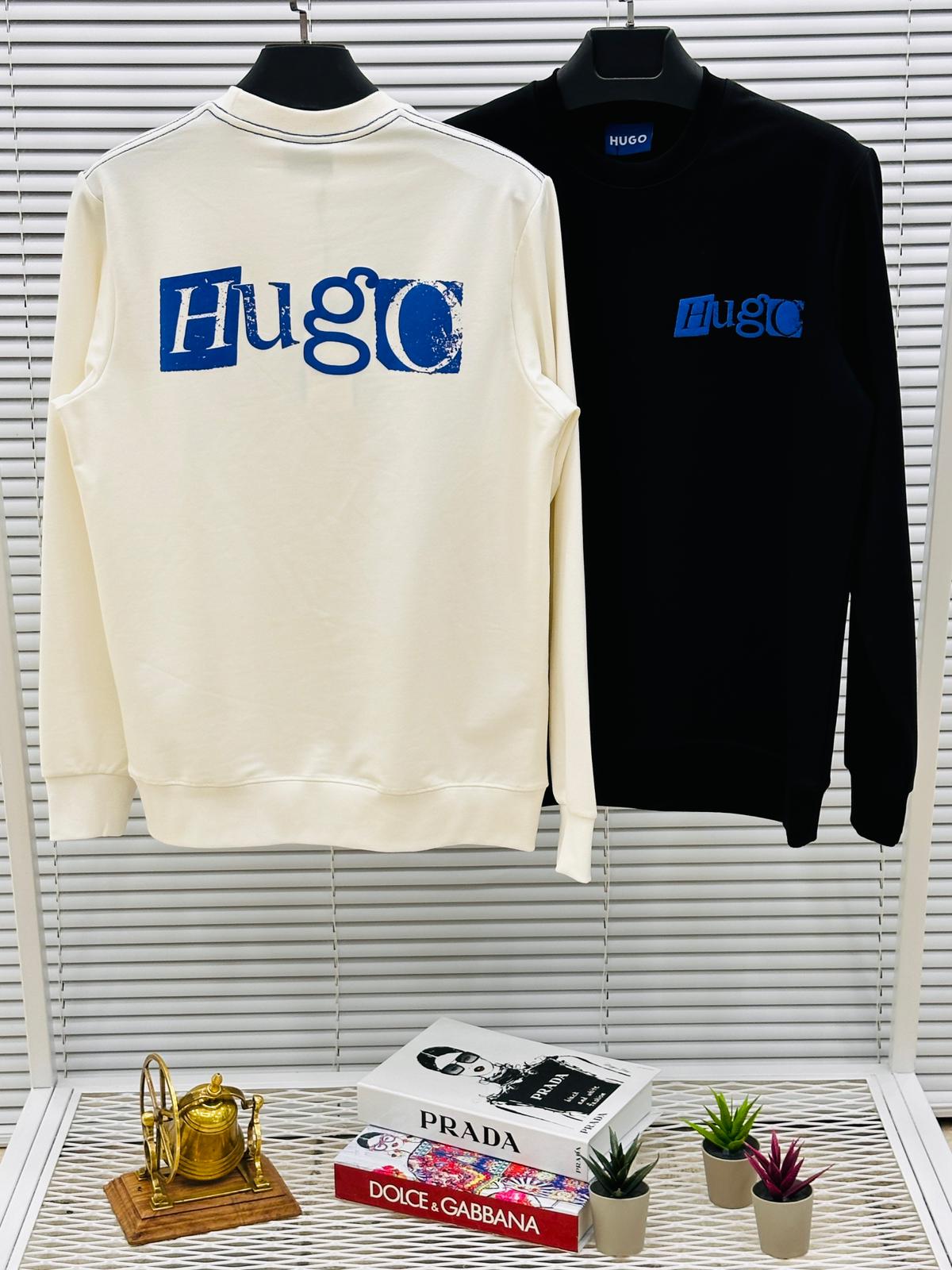 Sudadera Hugo Boss blanco logo azul