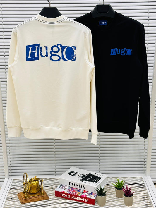 Sudadera Hugo Boss blanco logo azul