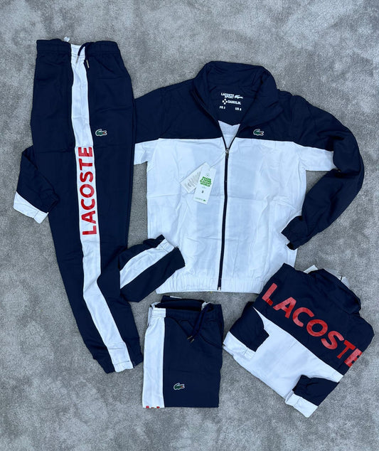 Chandal LACOSTE blanco y azul marino logo verde