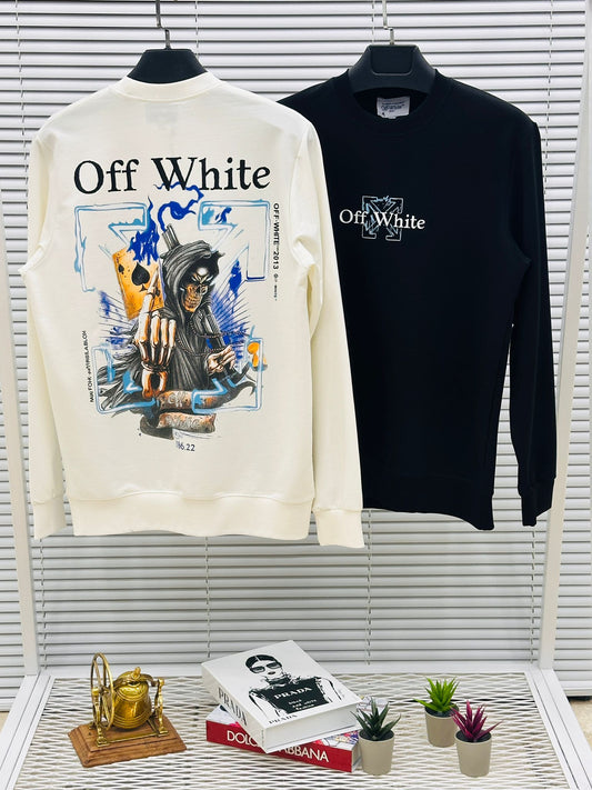Sudadera Off White negra logo grande blanco