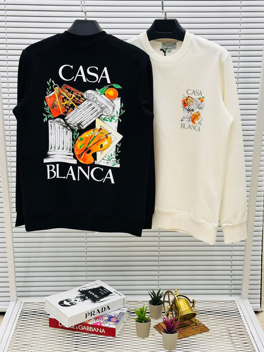 Sudadera Casablanca blanco logo blanco naranja
