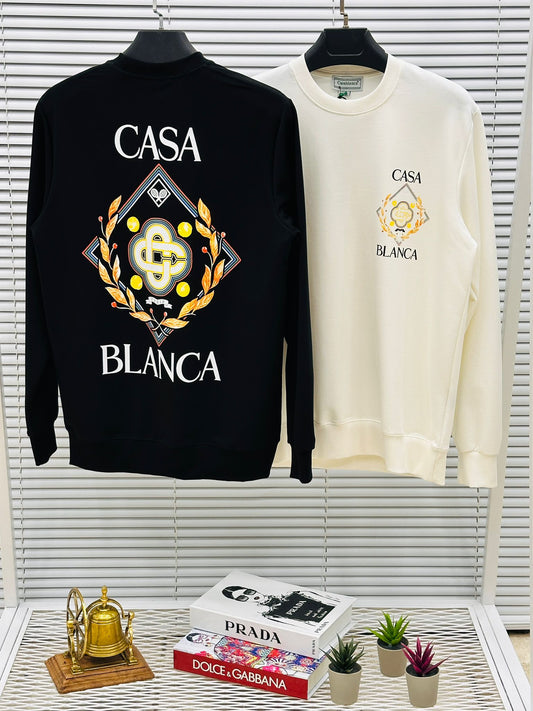 Sudadera Casablanca blanco logo amarillo