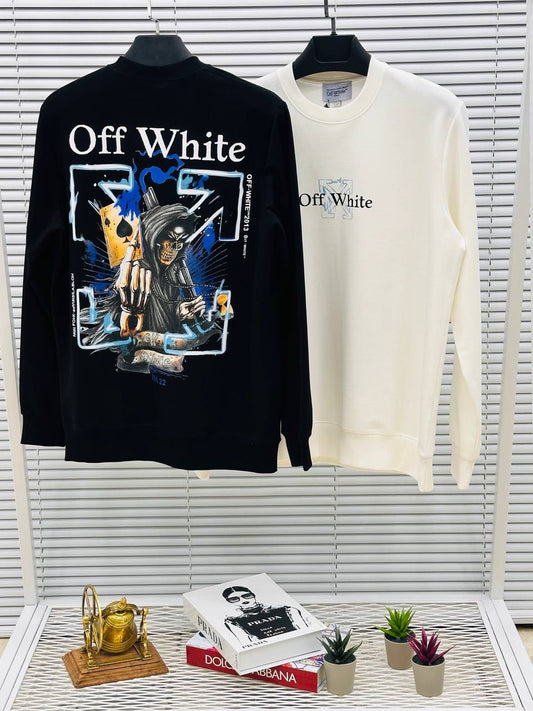 Sudadera Off White blanca logo grande negro